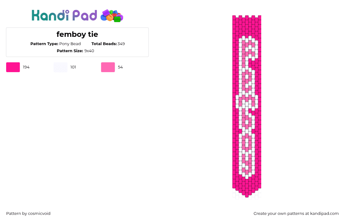 femboy tie - Pony Bead Pattern by cosmicvoid on Kandi Pad - 