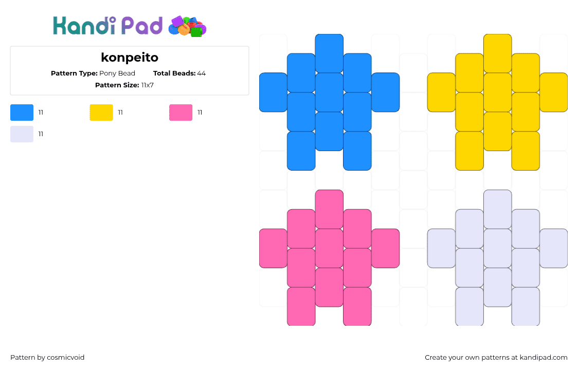 konpeito - Pony Bead Pattern by cosmicvoid on Kandi Pad - 