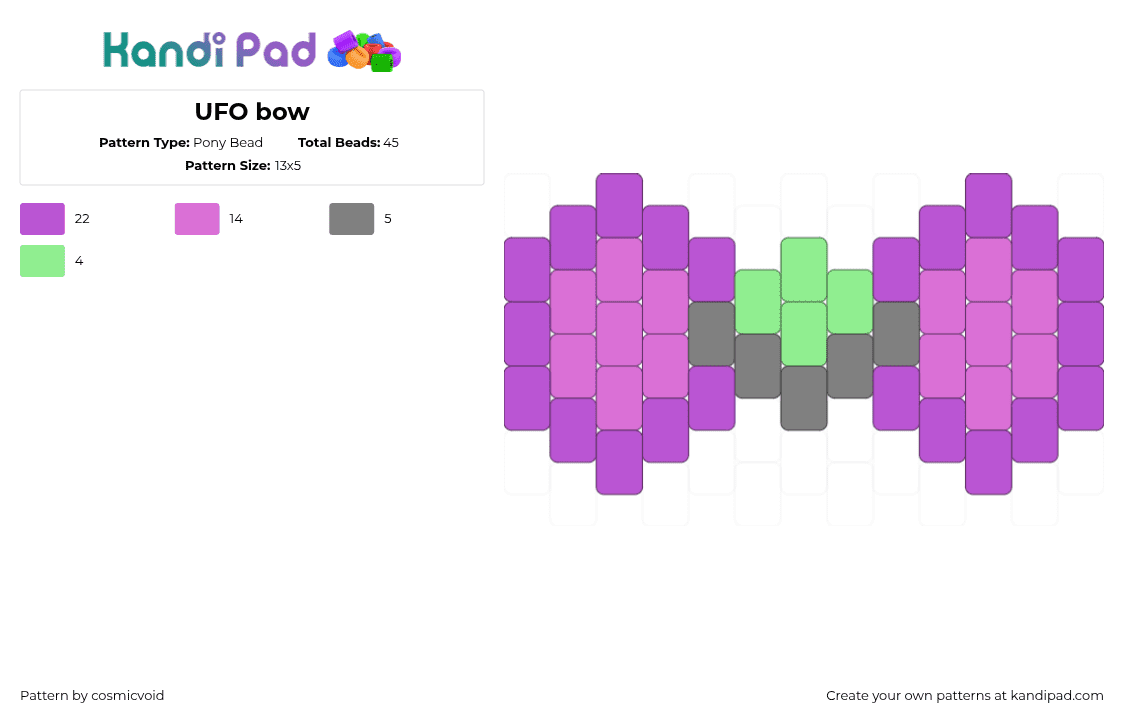 UFO bow - Pony Bead Pattern by cosmicvoid on Kandi Pad - pink