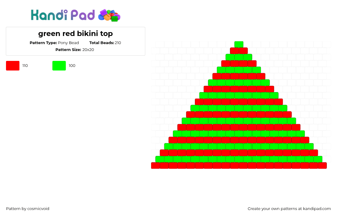 green red bikini top - Pony Bead Pattern by cosmicvoid on Kandi Pad - 