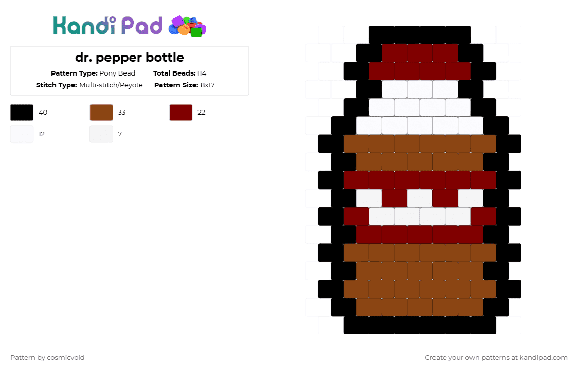 dr. pepper bottle - Pony Bead Pattern by cosmicvoid on Kandi Pad - brown,red