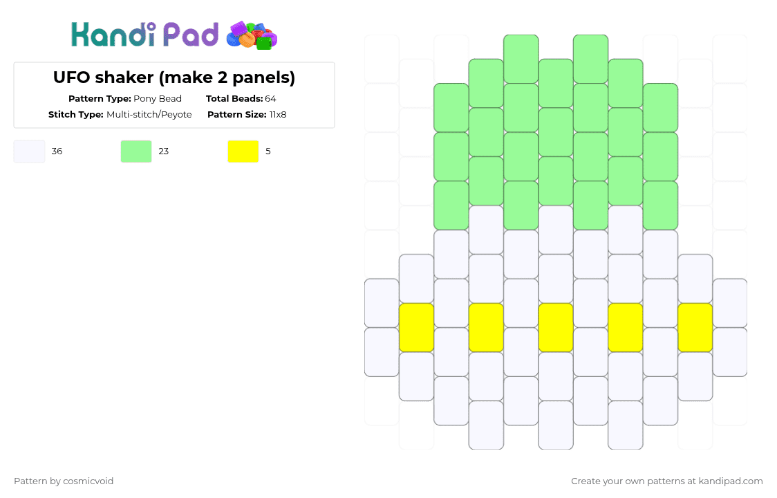 UFO shaker (make 2 panels) - Pony Bead Pattern by cosmicvoid on Kandi Pad - teal