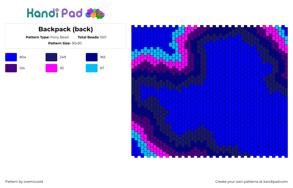 Backpack (back) - Pony Bead Pattern by cosmicvoid on Kandi Pad - space,trippy,swirl,bag,panel,blue