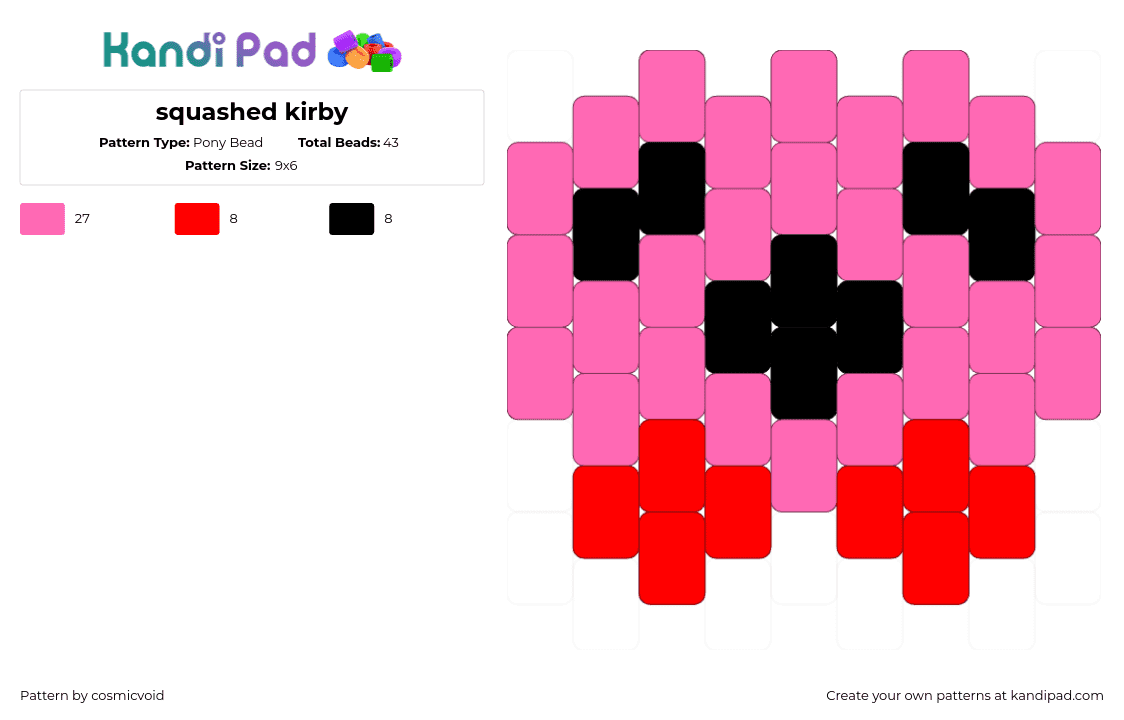 squashed kirby - Pony Bead Pattern by cosmicvoid on Kandi Pad - 