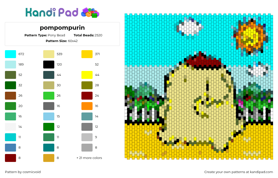pompompurin - Pony Bead Pattern by cosmicvoid on Kandi Pad - 