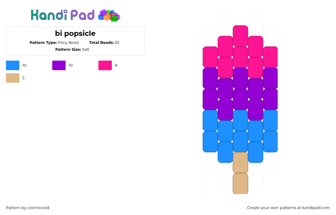 bi popsicle - Pony Bead Pattern by cosmicvoid on Kandi Pad - light blue,purple,pink