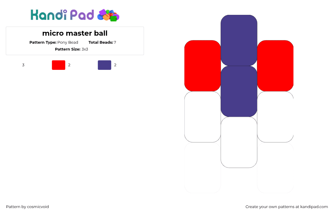 micro master ball - Pony Bead Pattern by cosmicvoid on Kandi Pad - red,purple