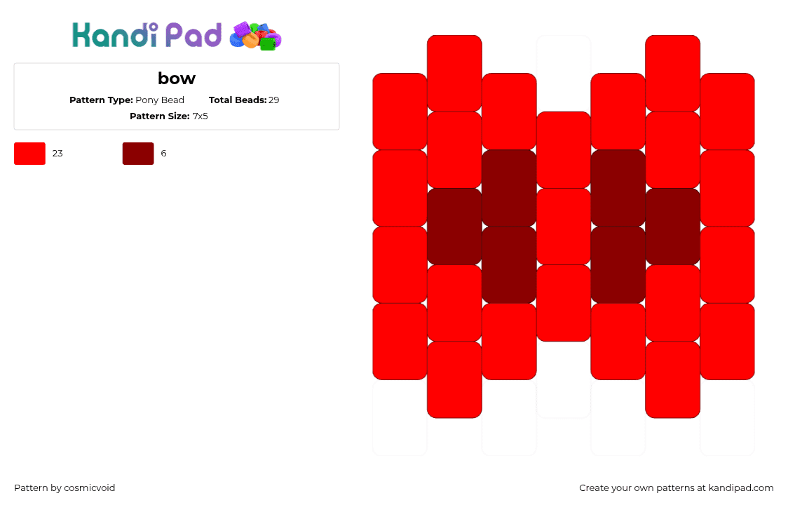 bow - Pony Bead Pattern by cosmicvoid on Kandi Pad - 