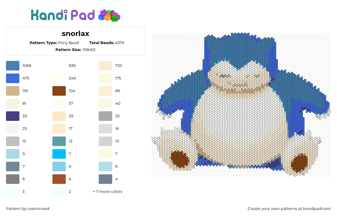 snorlax - Pony Bead Pattern by cosmicvoid on Kandi Pad - 