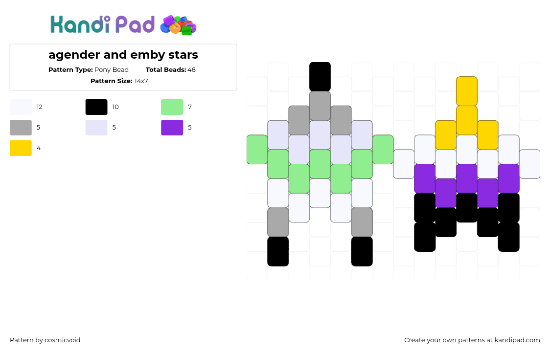 agender and emby stars - Pony Bead Pattern by cosmicvoid on Kandi Pad - 