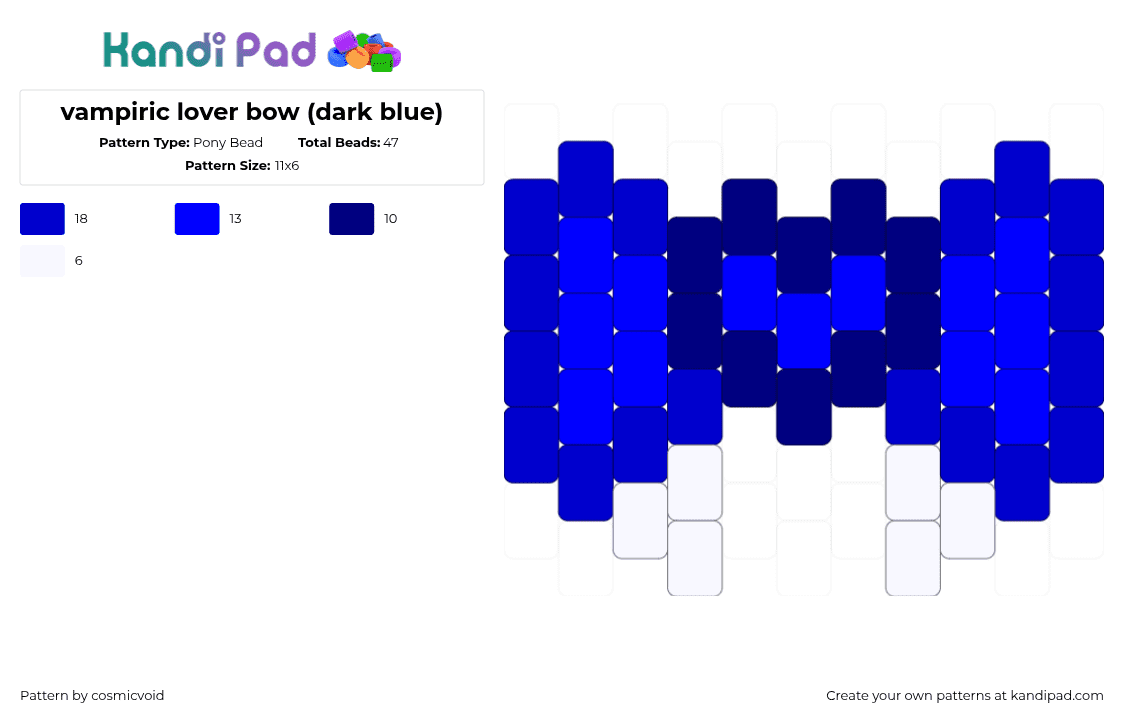 vampiric lover bow (dark blue) - Pony Bead Pattern by cosmicvoid on Kandi Pad - purple