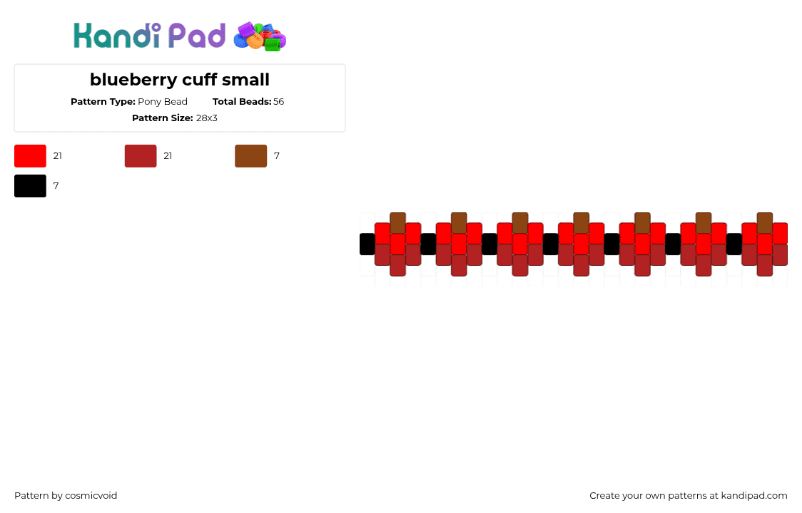 apple cuff small - Pony Bead Pattern by cosmicvoid on Kandi Pad - red