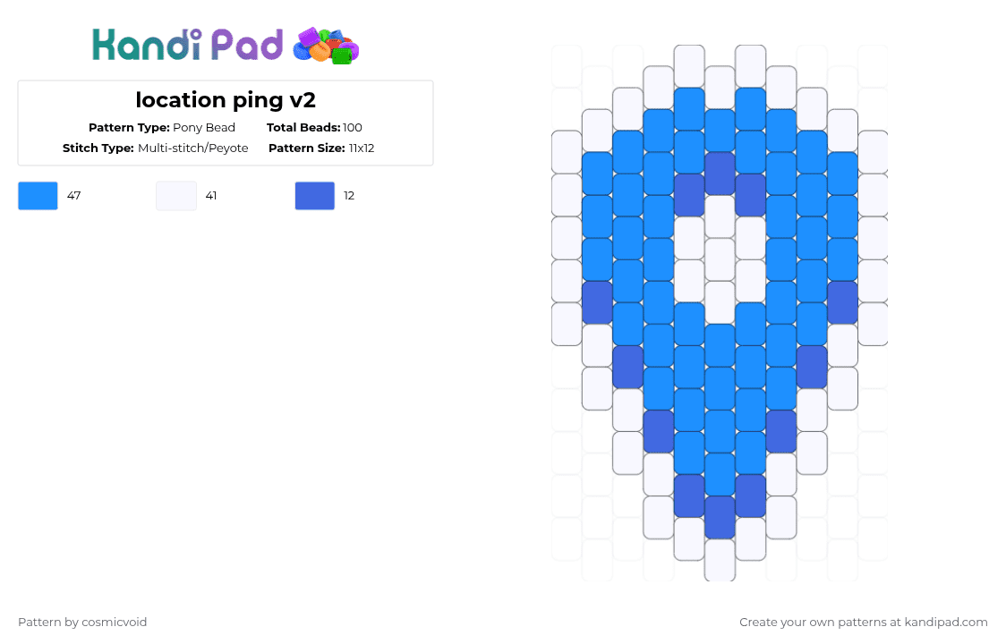 location ping v2 - Pony Bead Pattern by cosmicvoid on Kandi Pad - light blue