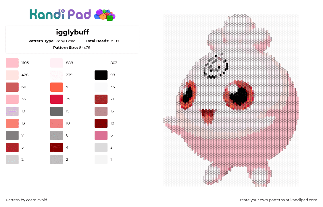 igglybuff - Pony Bead Pattern by cosmicvoid on Kandi Pad - 