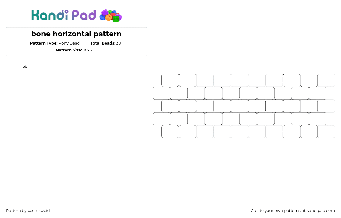 bone horizontal pattern - Pony Bead Pattern by cosmicvoid on Kandi Pad - bone,charm,skeleton,simple,spooky,halloween,white