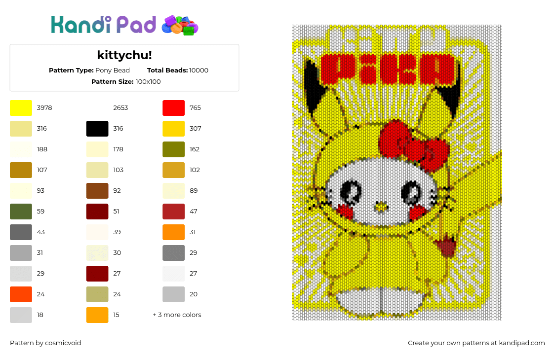 kittychu! - Pony Bead Pattern by cosmicvoid on Kandi Pad - 