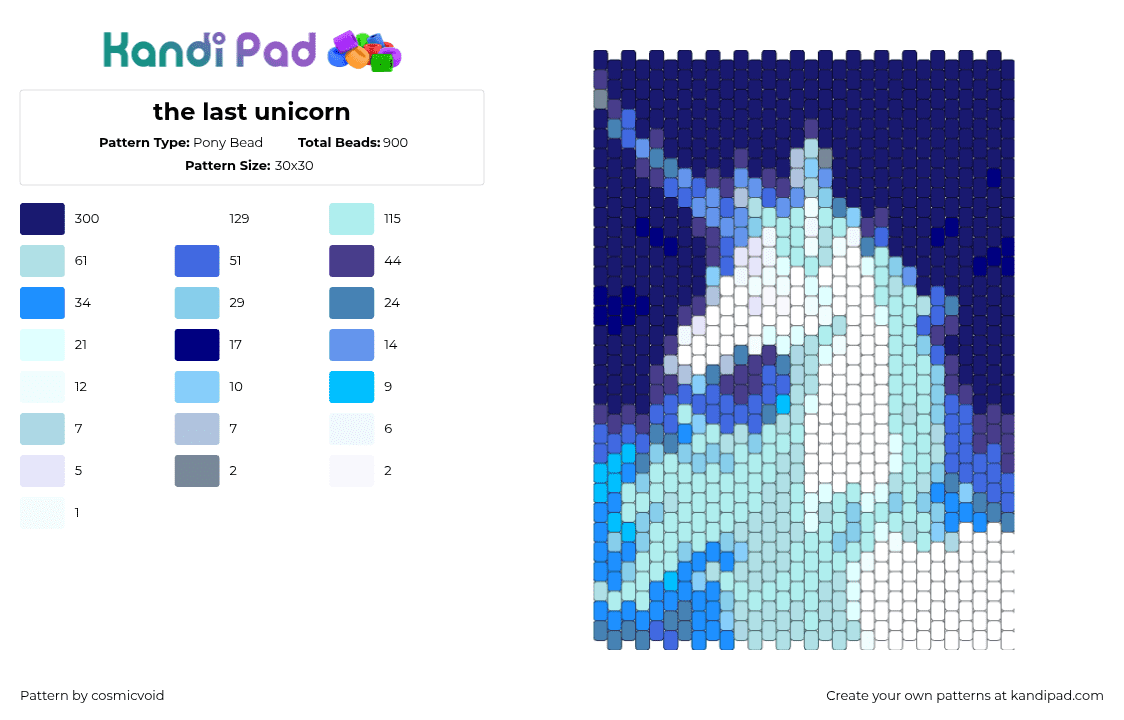 the last unicorn - Pony Bead Pattern by cosmicvoid on Kandi Pad - 