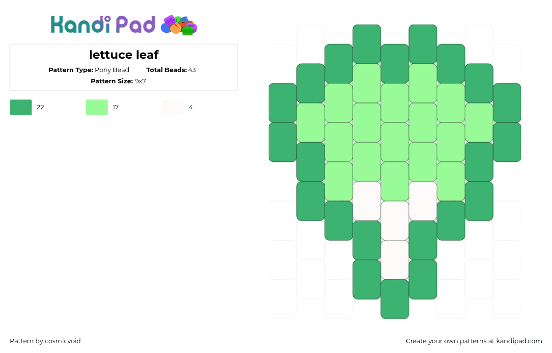 lettuce leaf - Pony Bead Pattern by cosmicvoid on Kandi Pad - green,teal