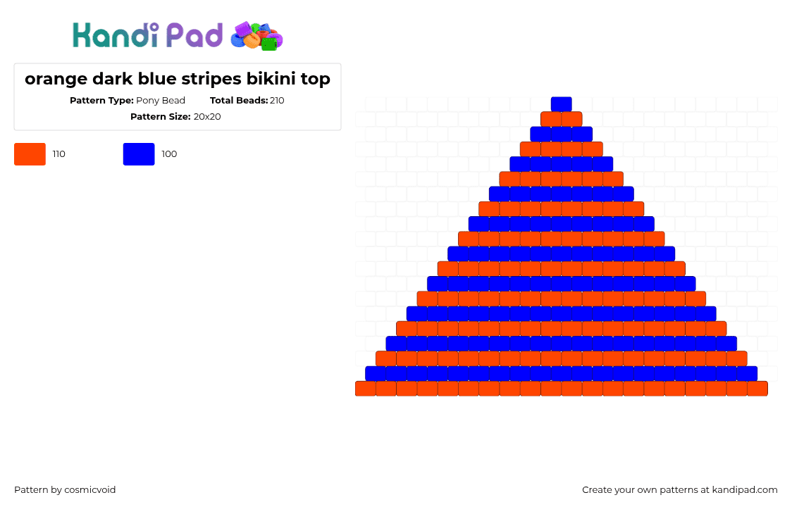 orange dark blue stripes bikini top - Pony Bead Pattern by cosmicvoid on Kandi Pad - 