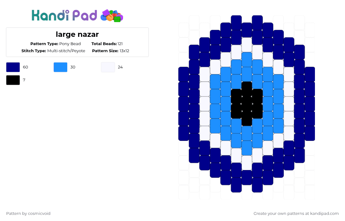 large nazar - Pony Bead Pattern by cosmicvoid on Kandi Pad - cotdintuition, light blue, purple