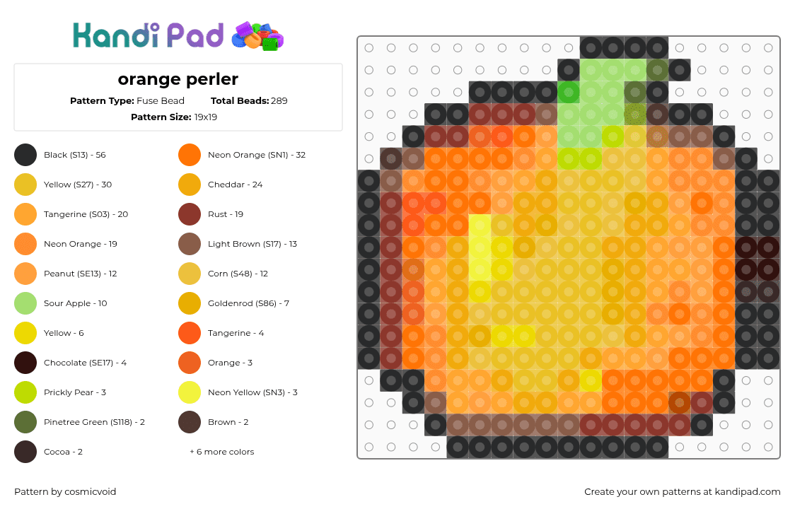 orange perler - Fuse Bead Pattern by cosmicvoid on Kandi Pad - orange,yellow