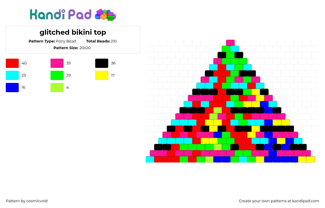 glitched bikini top - Pony Bead Pattern by cosmicvoid on Kandi Pad - 
