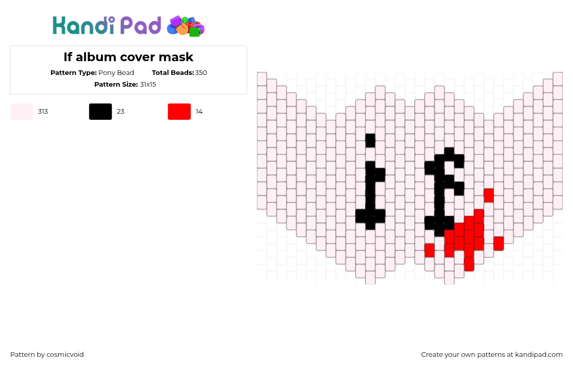 If album cover mask - Pony Bead Pattern by cosmicvoid on Kandi Pad - white