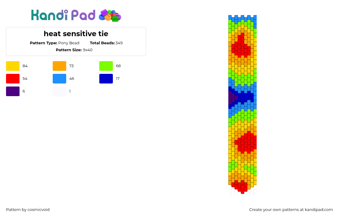 heat sensitive tie - Pony Bead Pattern by cosmicvoid on Kandi Pad - 