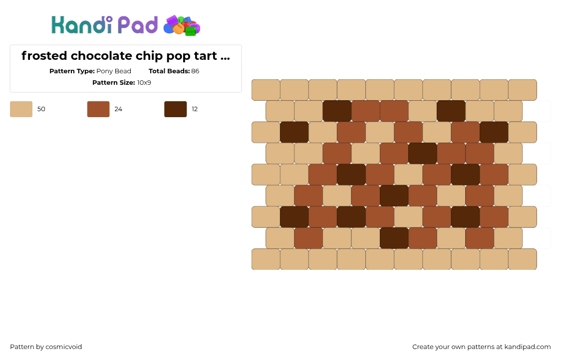 frosted chocolate chip pop tart charm - Pony Bead Pattern by cosmicvoid on Kandi Pad - beige