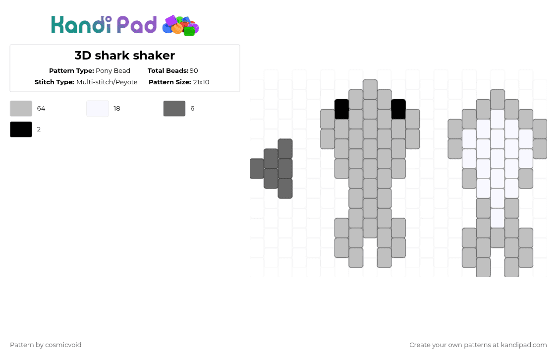 3D shark shaker - Pony Bead Pattern by cosmicvoid on Kandi Pad - beige