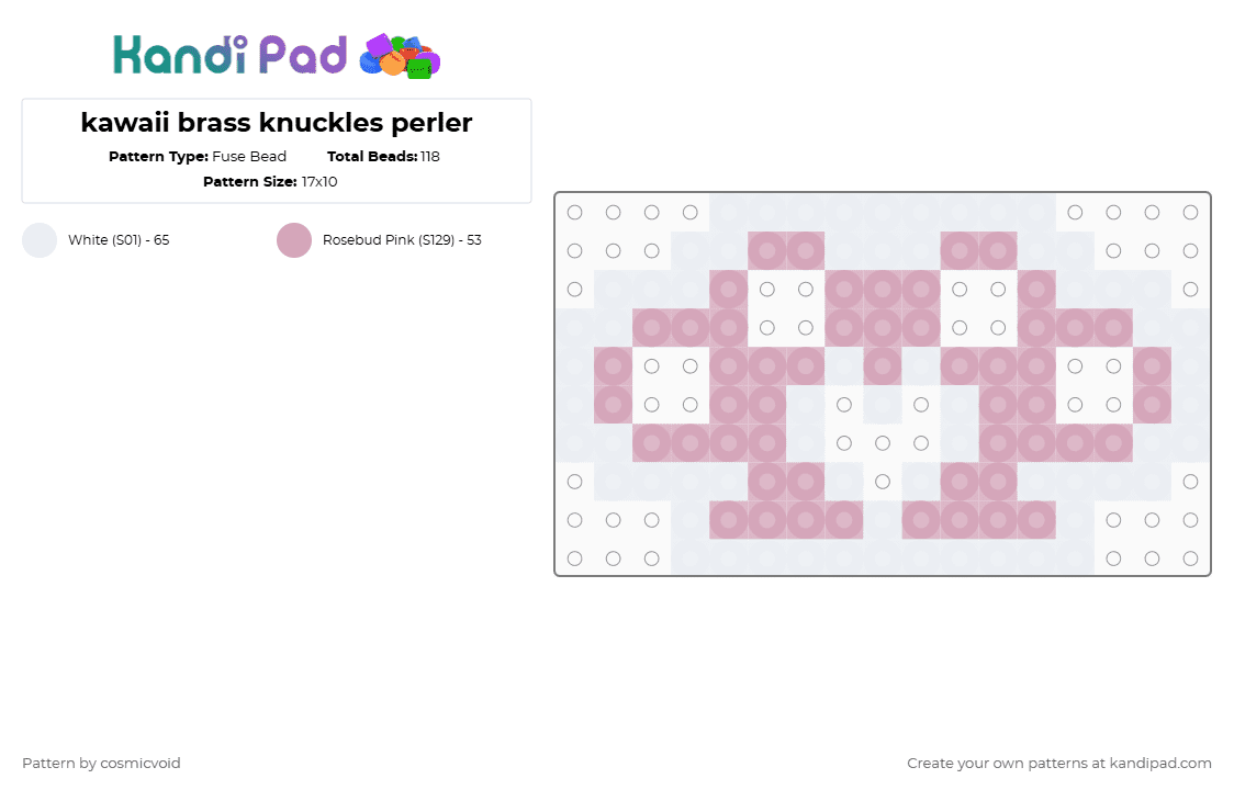 kawaii brass knuckles perler - Fuse Bead Pattern by cosmicvoid on Kandi Pad - 