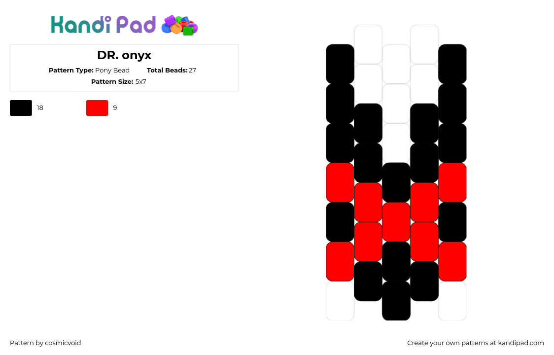 DR. onyx - Pony Bead Pattern by cosmicvoid on Kandi Pad - dr onyx,villain,simple,charm,black,red