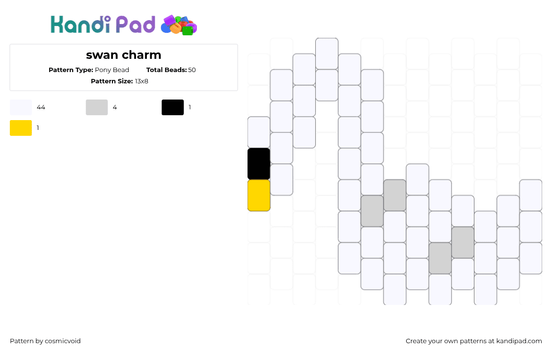 swan charm - Pony Bead Pattern by cosmicvoid on Kandi Pad - white