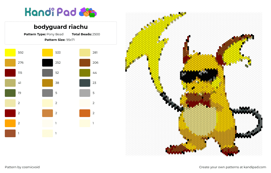 bodyguard riachu - Pony Bead Pattern by cosmicvoid on Kandi Pad - 