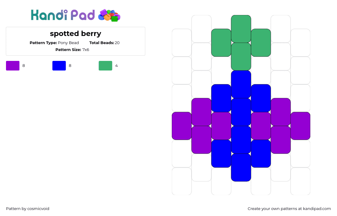 spotted berry - Pony Bead Pattern by cosmicvoid on Kandi Pad - berry,fruit,sakuras toy box,charm,blue,purple,green