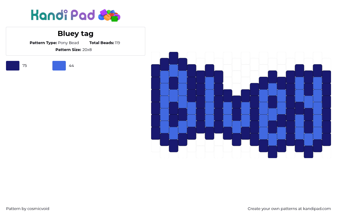 Bluey tag - Pony Bead Pattern by cosmicvoid on Kandi Pad - 