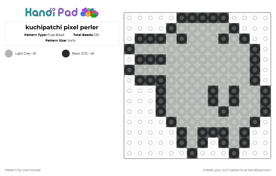 kuchipatchi pixel perler - Fuse Bead Pattern by cosmicvoid on Kandi Pad - black,beige,tama,tamagotchi,tama universe,tamagotchi universe,tama character,tamagotchi character,simple,small