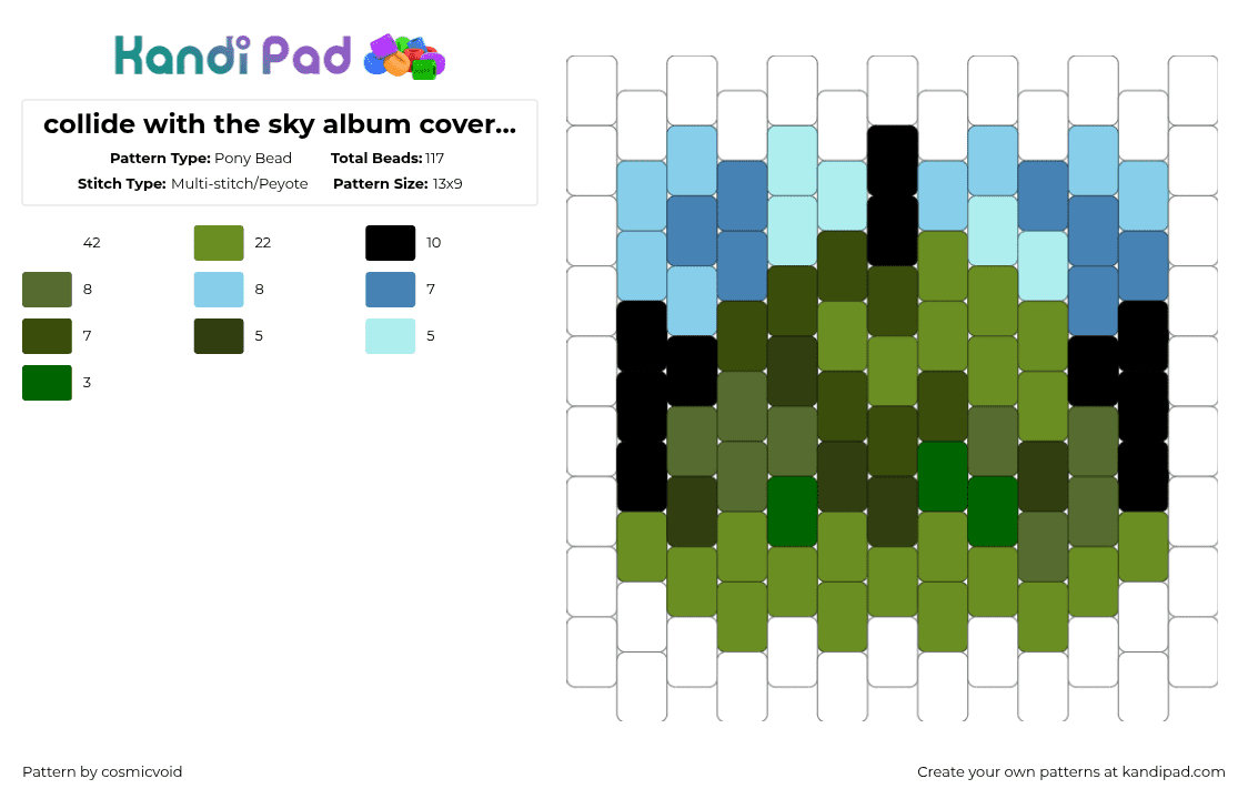 collide with the sky album cover charm - Pony Bead Pattern by cosmicvoid on Kandi Pad - green,gold,album cover,ptv,peirce the veil