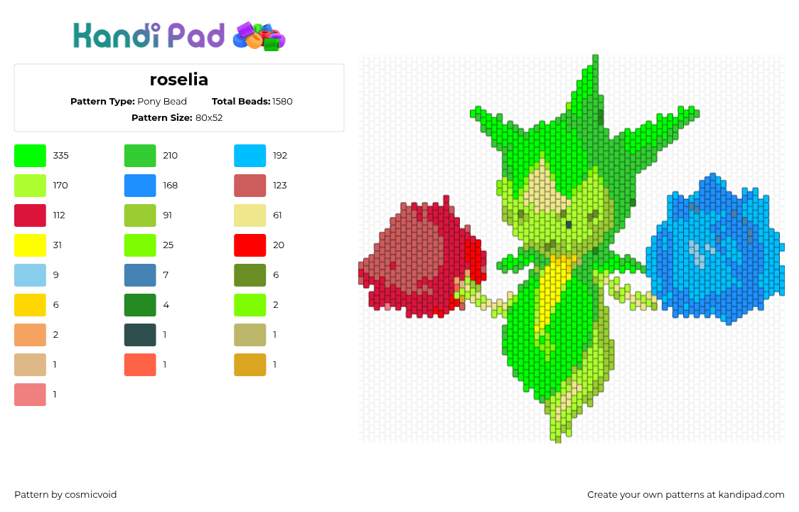 roselia - Pony Bead Pattern by cosmicvoid on Kandi Pad - 