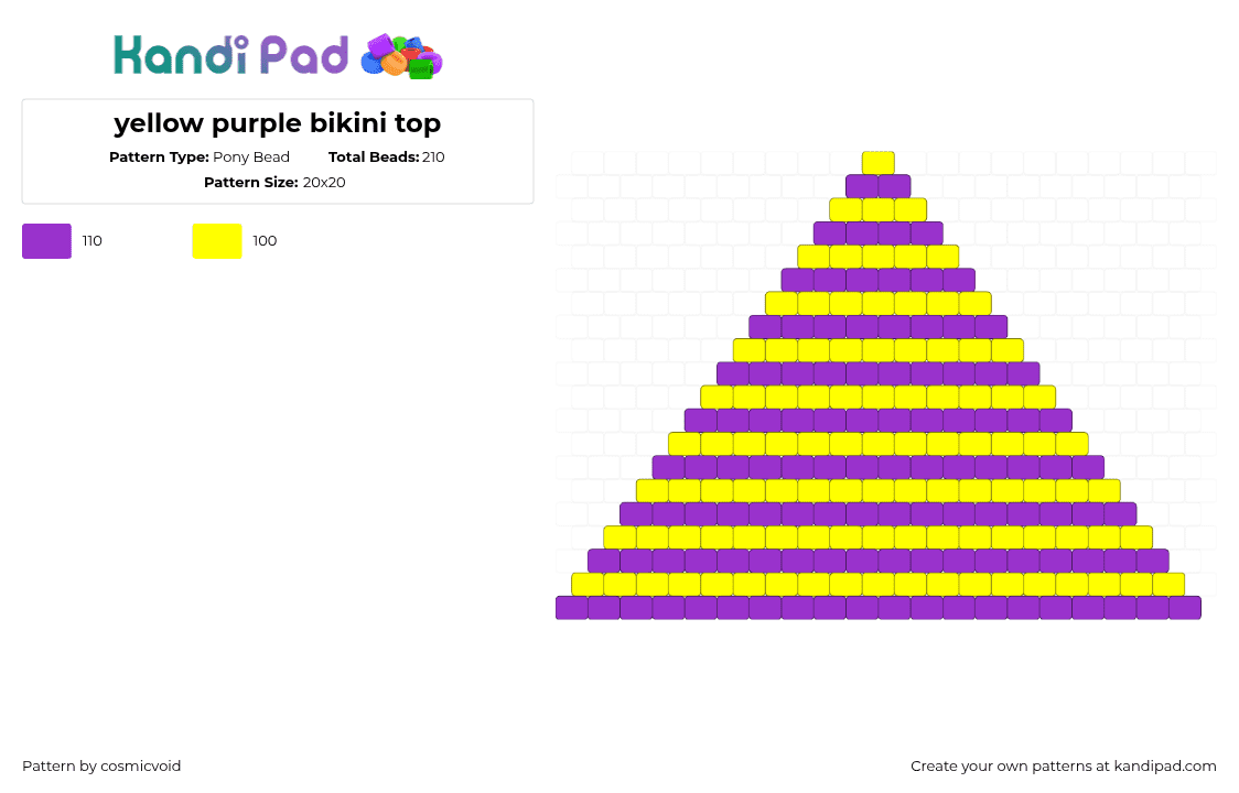 yellow purple bikini top - Pony Bead Pattern by cosmicvoid on Kandi Pad - 