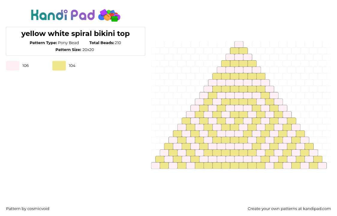 yellow white spiral bikini top - Pony Bead Pattern by cosmicvoid on Kandi Pad - 