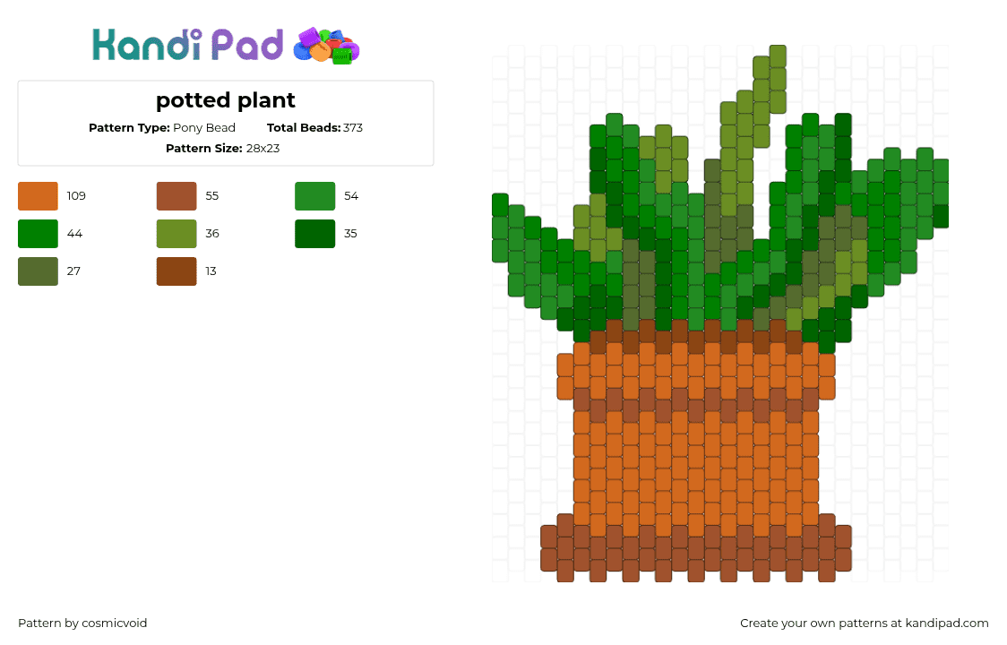 potted plant - Pony Bead Pattern by cosmicvoid on Kandi Pad - plant,pot,aloe vera,tan,gren