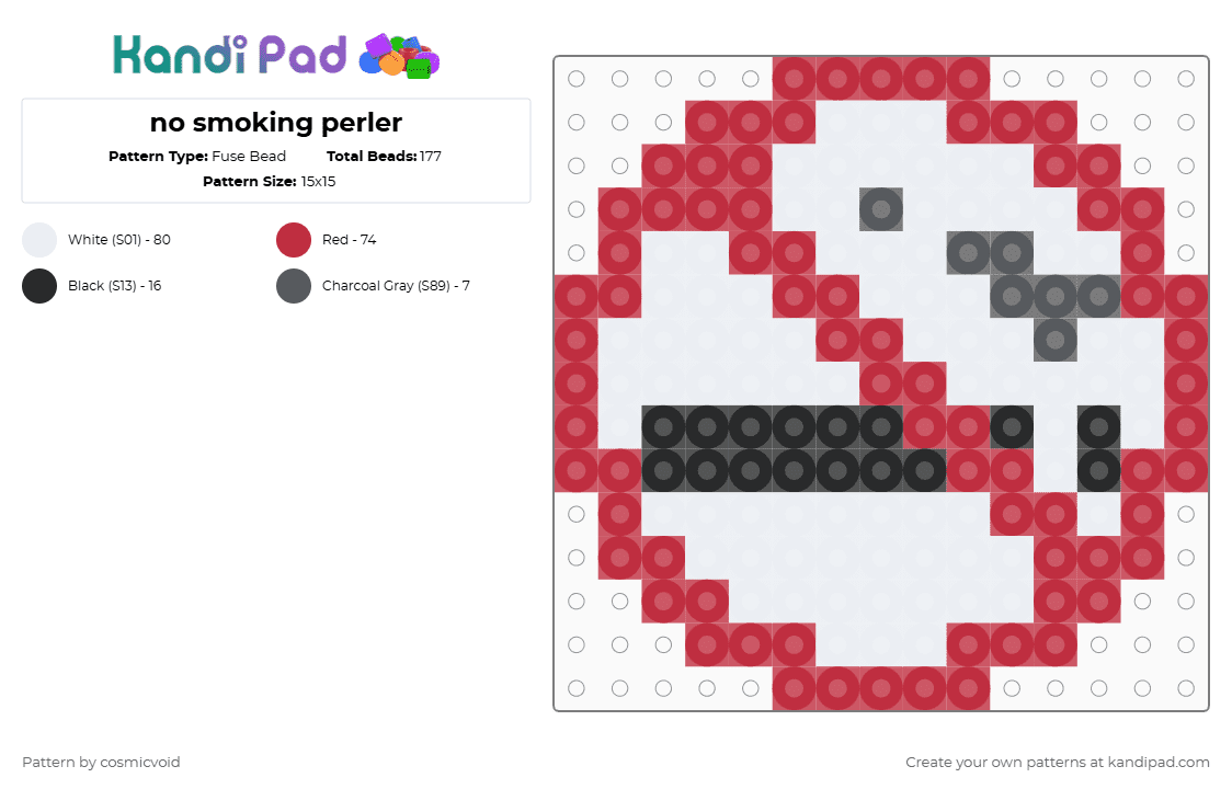 no smoking perler - Fuse Bead Pattern by cosmicvoid on Kandi Pad - red