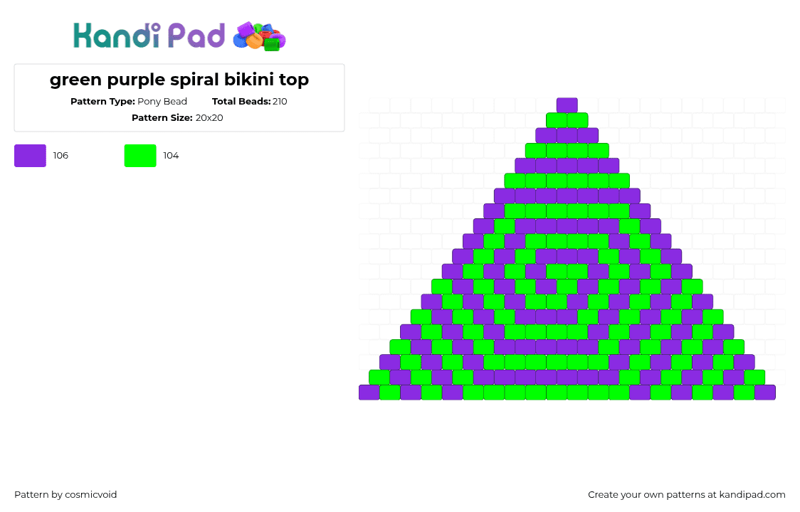 green purple spiral bikini top - Pony Bead Pattern by cosmicvoid on Kandi Pad - 