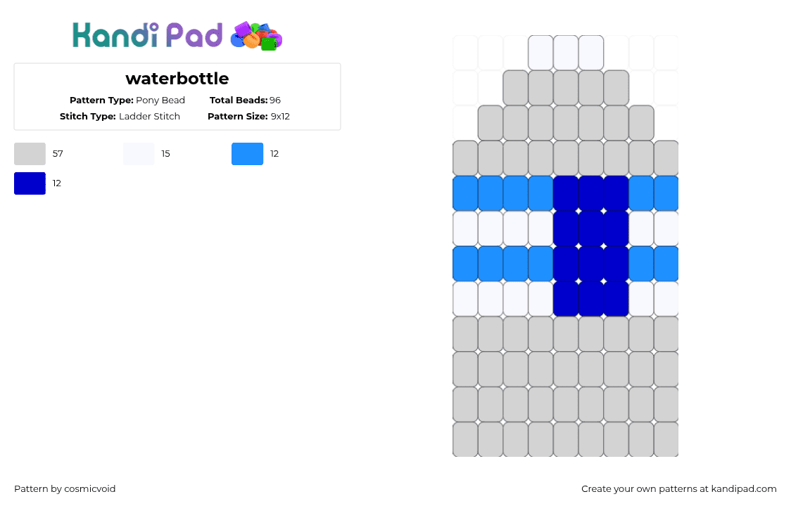 waterbottle - Pony Bead Pattern by cosmicvoid on Kandi Pad - white,light blue,purple