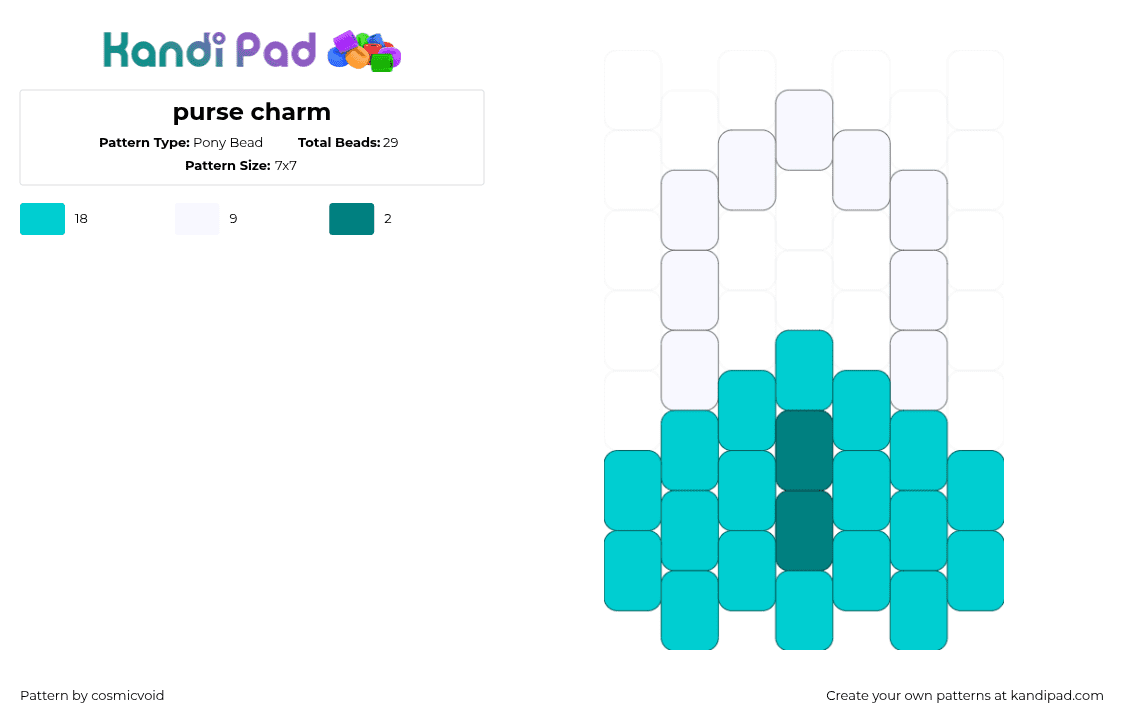purse charm - Pony Bead Pattern by cosmicvoid on Kandi Pad - light blue