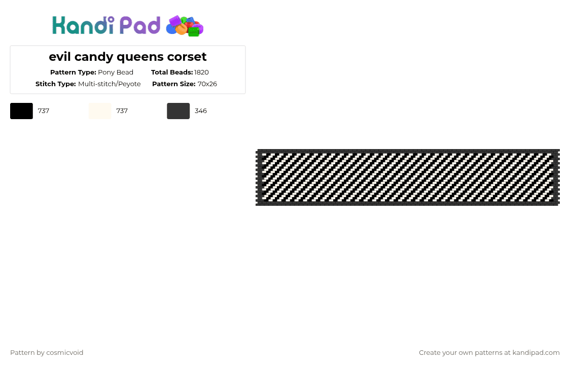 evil candy queens corset - Pony Bead Pattern by cosmicvoid on Kandi Pad - black,white