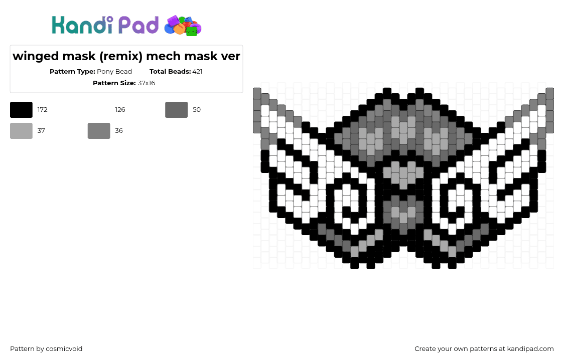 winged mask (remix) mech mask ver - Pony Bead Pattern by cosmicvoid on Kandi Pad - 