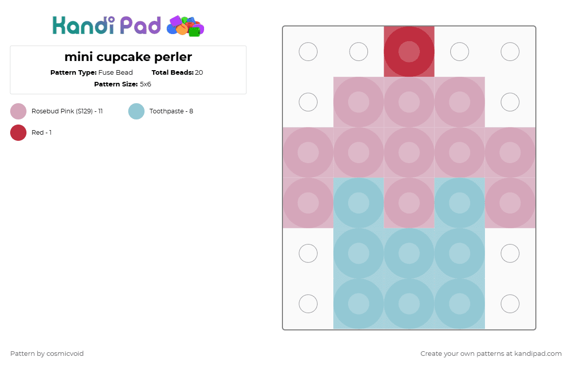 mini cupcake perler - Fuse Bead Pattern by cosmicvoid on Kandi Pad - 