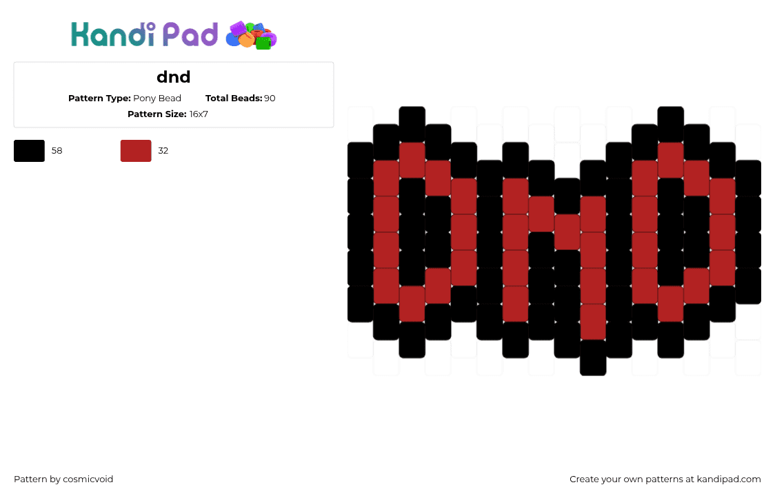 dnd - Pony Bead Pattern by cosmicvoid on Kandi Pad - 